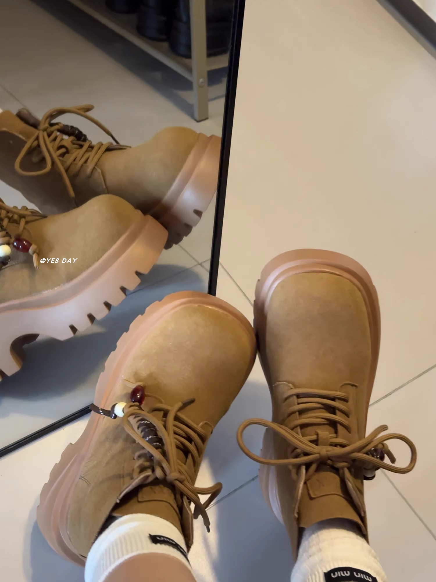 复古英伦风增高厚底大头系带马丁靴女2025秋冬新款时尚显瘦短筒靴