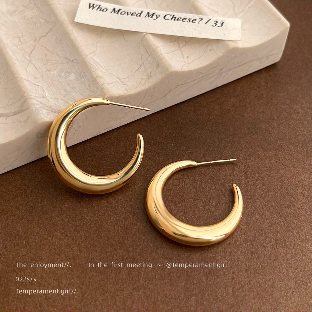 合金耳饰 【尚恩饰品】高级感925银针简约时尚朋克风通勤百搭耳环