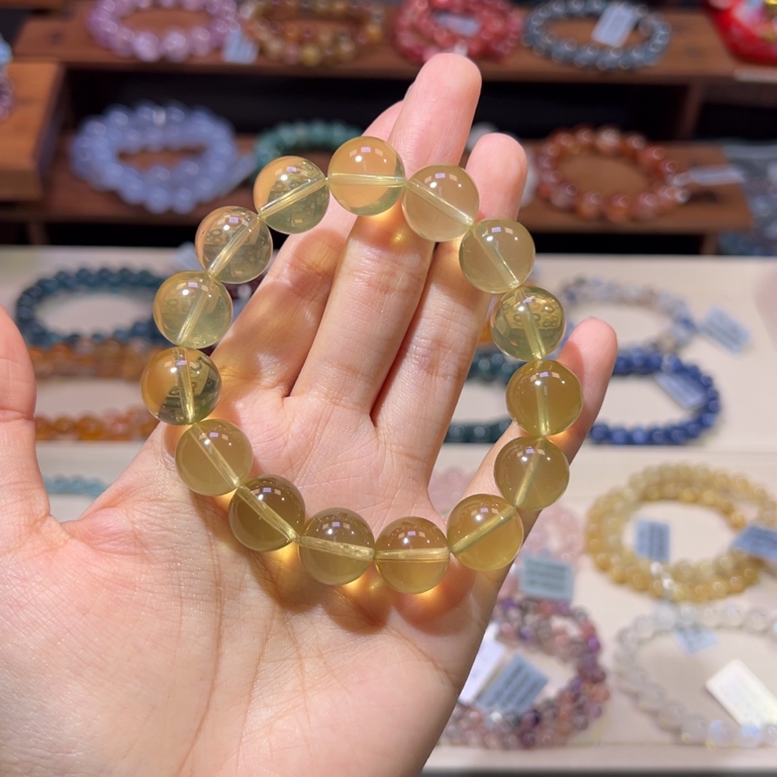 水晶手串未镶嵌赞比亚黄水晶14m