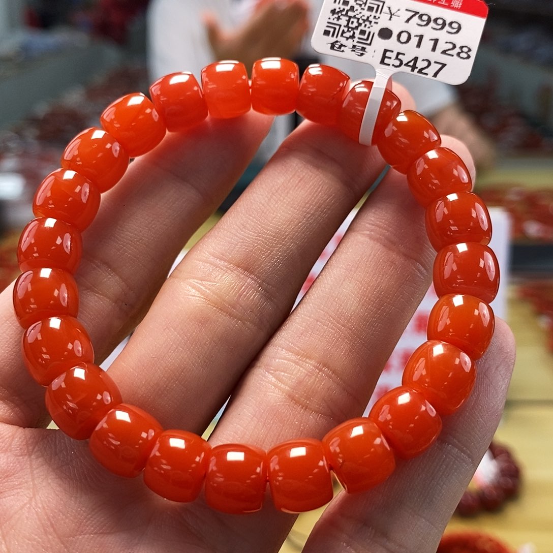 【小刘南红】保山南红滴水洞（云端）直切单圈手串9mm 多样性发一
