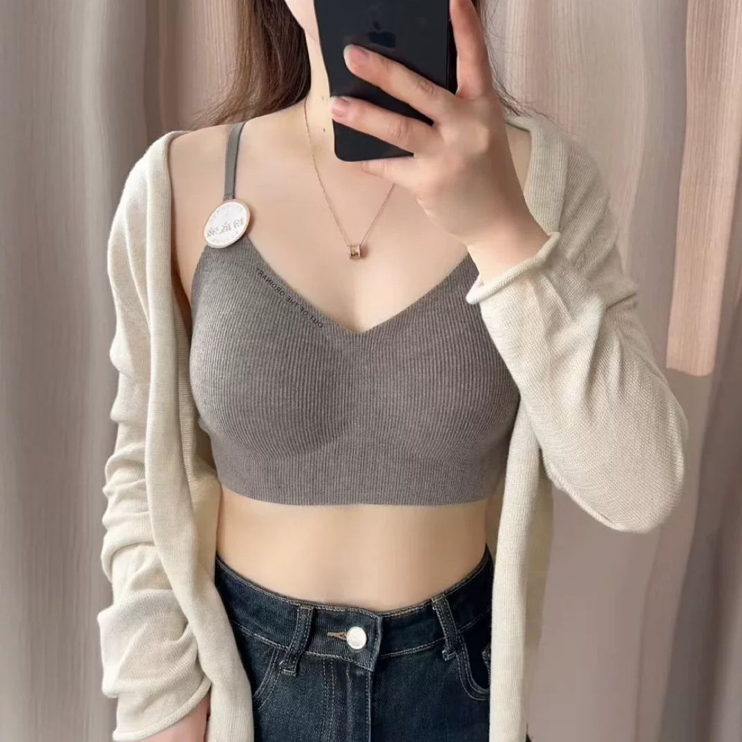 5028裸感舒适无痕磨毛固定杯抹胸背心