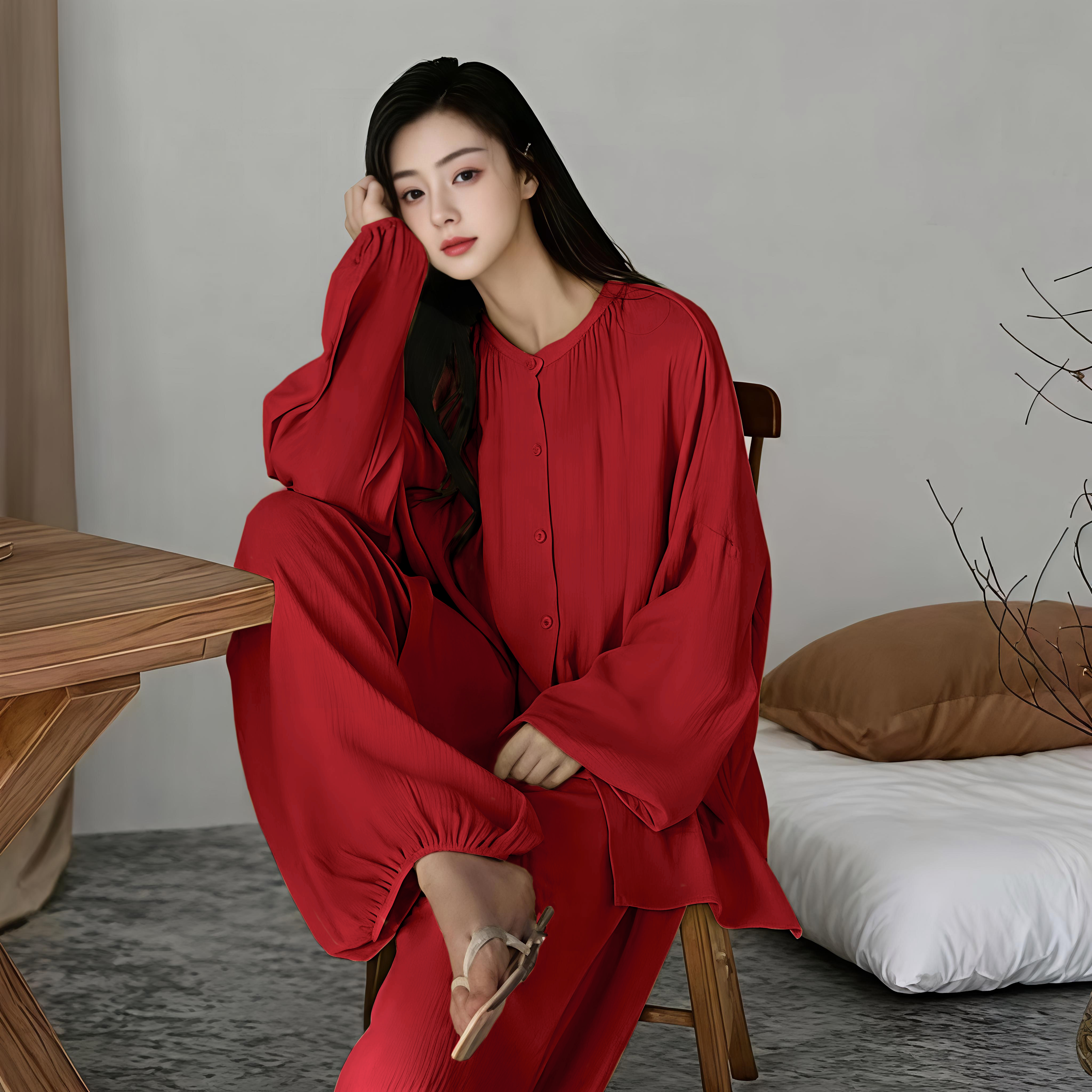秋冬长袖睡衣女带胸垫高级感云朵棉宽松大码可外穿家居服春秋套装