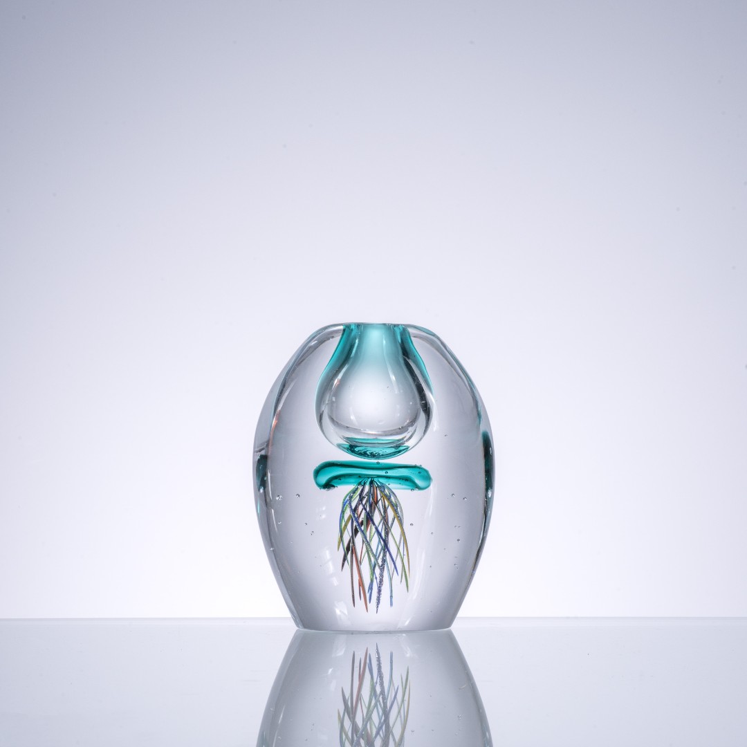 安桔东方美学【水母香薰瓶】新中式茶具纯手工极简送礼水晶琉璃摆件