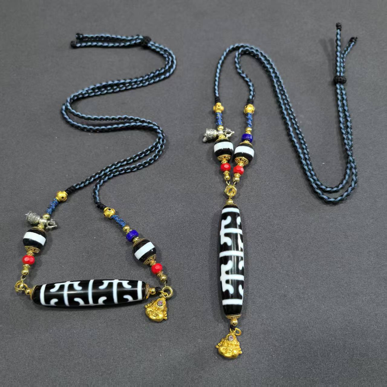 【曹美丽精选】 H42392-玛瑙diy脖挂（无界）-多样性发其一-13*58mm