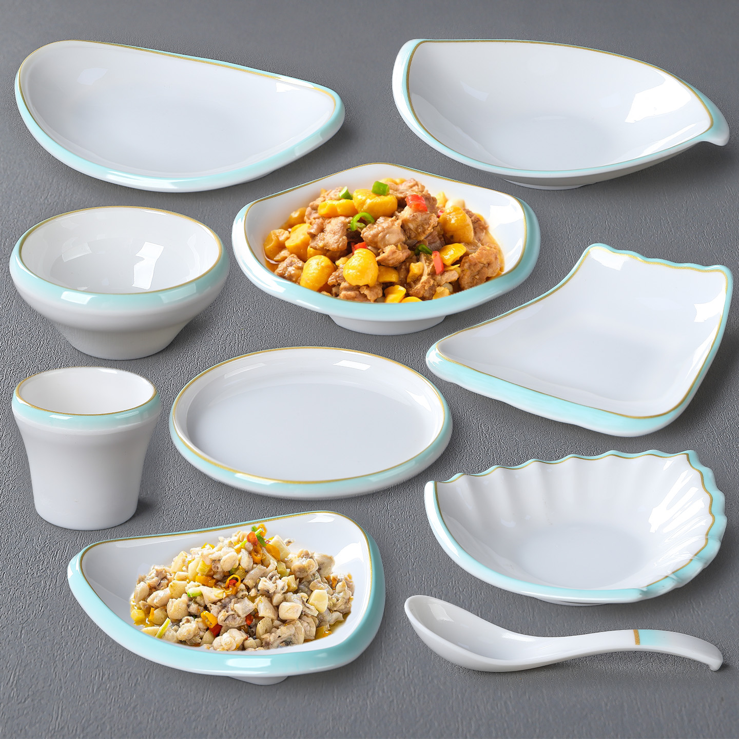 密胺盘子仿瓷商用异形餐盘菜盘餐厅饭店酒店专用餐具不规则凉菜盘