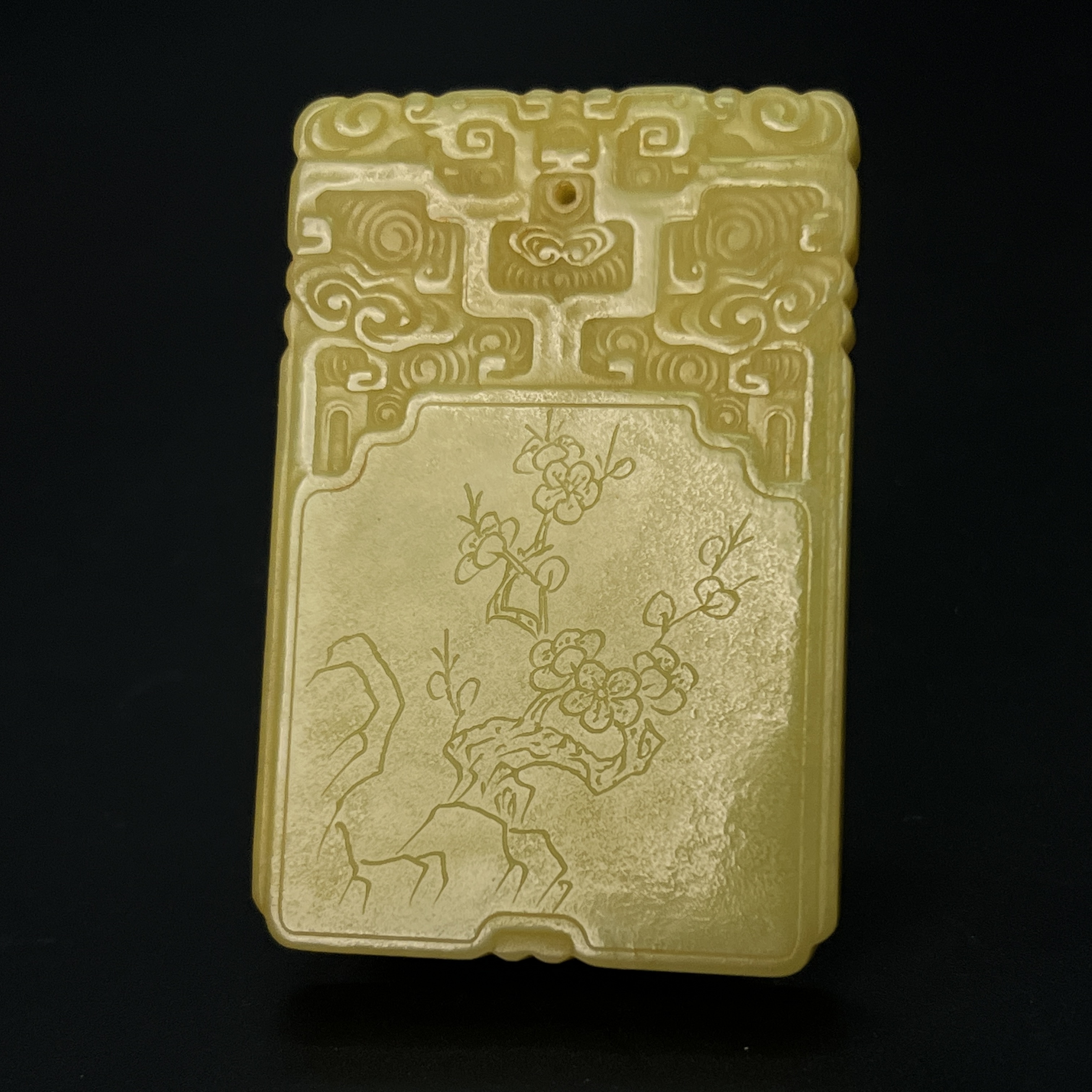 "清晚期和田黄玉诗文牌/ DL506512/ 古玩/收藏/德州文物"