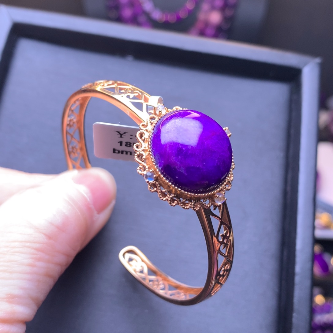 苏纪石（舒俱来）金镶手镯18K金镶嵌