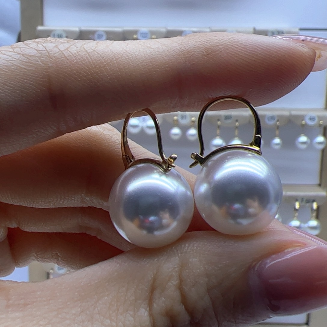 淡水珍珠耳饰18K金镶嵌
