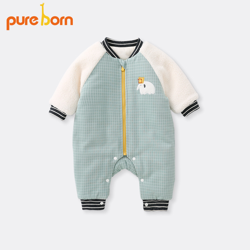 【夹棉连体】博睿恩婴幼儿秋冬夹棉保暖舒适可爱休闲高颜值爬服