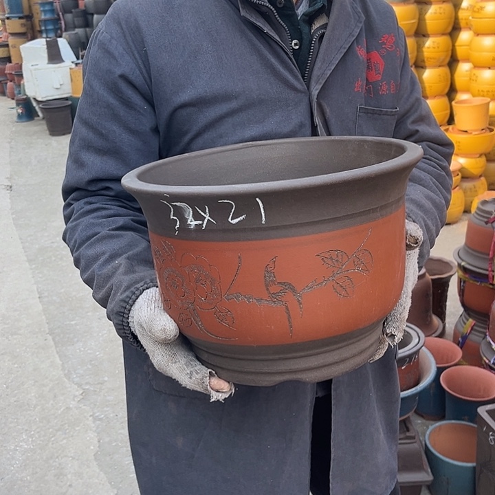 紫砂紫砂花盆和小