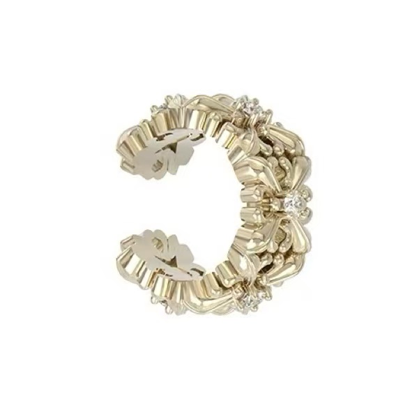 铜合金合成锆石耳饰 A5-085米子花白锆耳骨夹单只