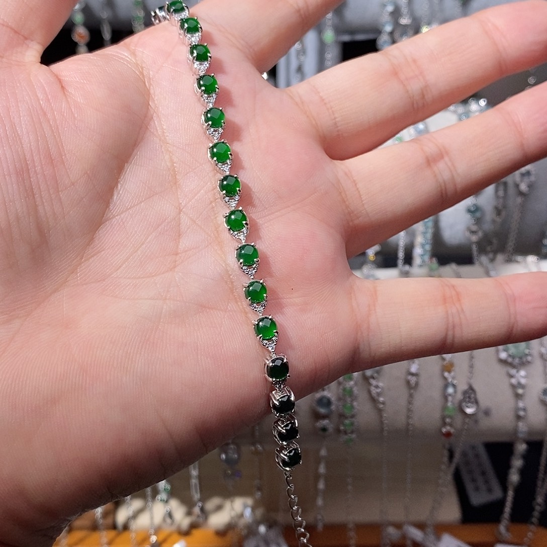 翡翠银S925镶嵌手链