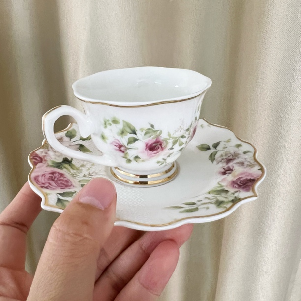 2套新骨瓷高档迷你小杯碟陶瓷咖啡杯碟80-90ml花茶红茶下午茶微瑕
