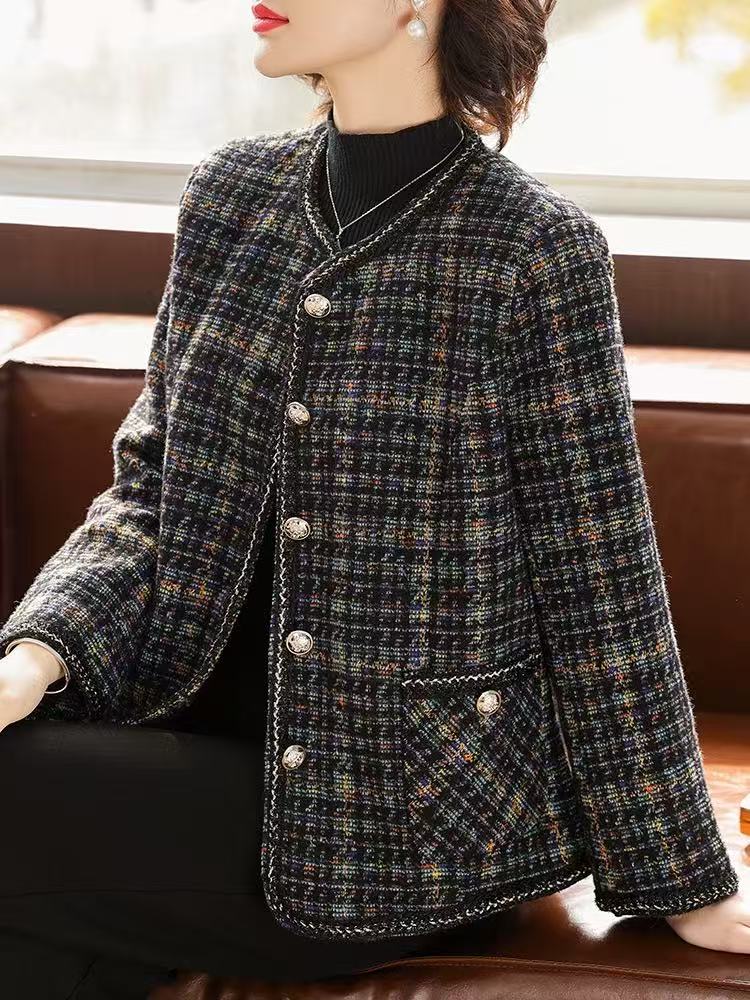 A21小香风外套时尚夹克开衫中老年女洋气小西装上衣服