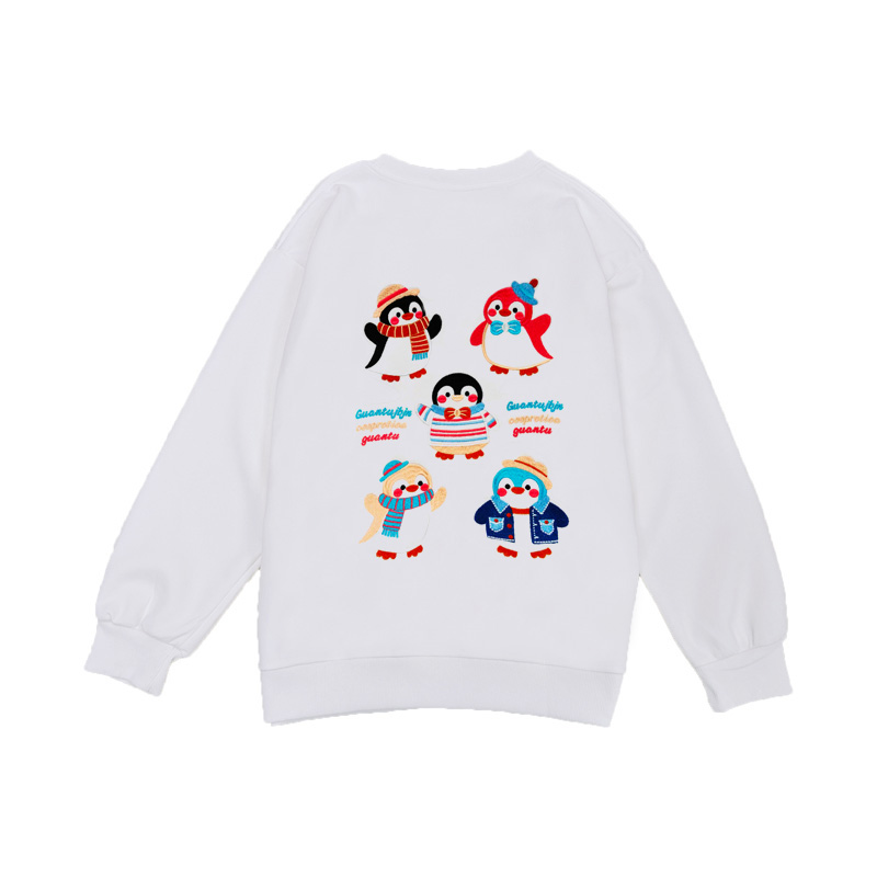 356男士小企鹅刺绣百搭长袖经典潮流圆领卫衣