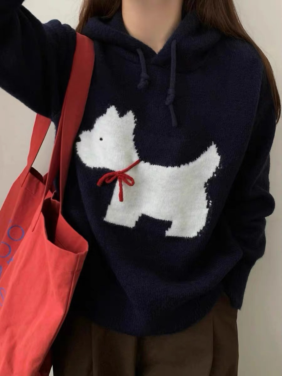 6633新宠儿连帽小狗套头针织毛衣