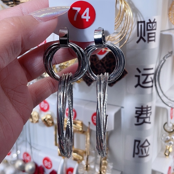 仿珍珠铁合金合金饰品耳饰银色4