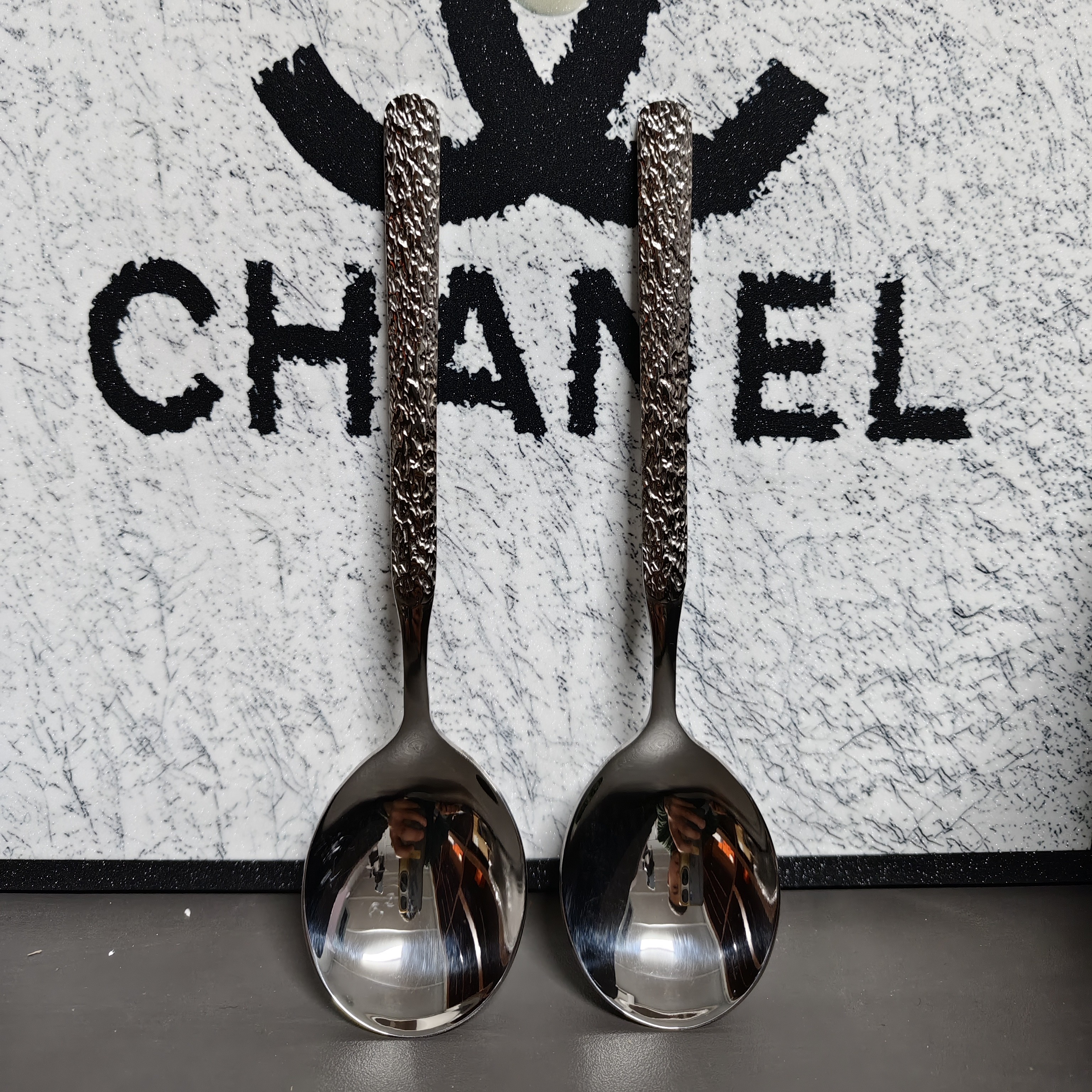 A162-高颜值18/10不锈钢超厚冰裂鹅蛋勺