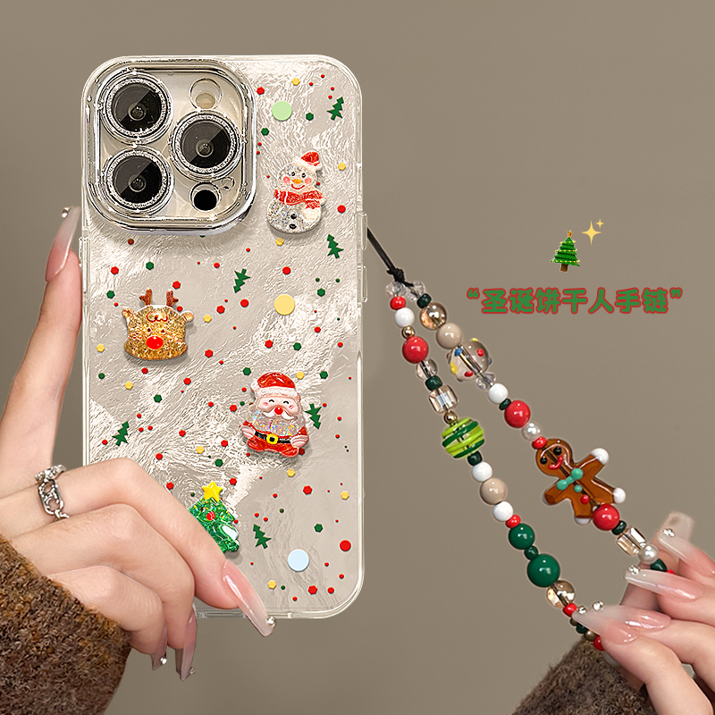 圣诞公仔适用苹果17华为VIVO/OPPO小米17iPhone16PRO冰川纹手机壳