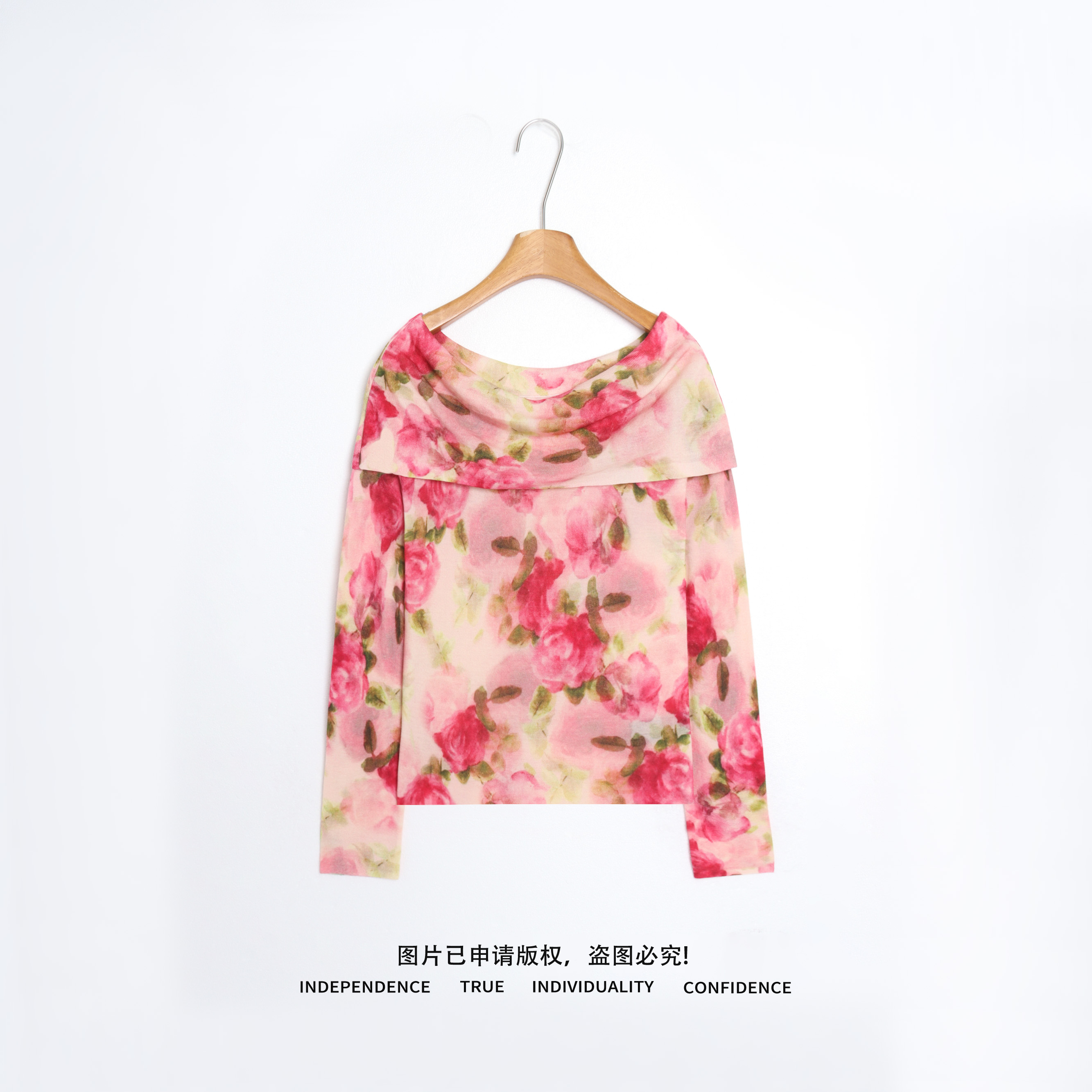 温温【简羽】100羊绒厚款保暖女一字领上衣气质显瘦针织毛衣 SF3596