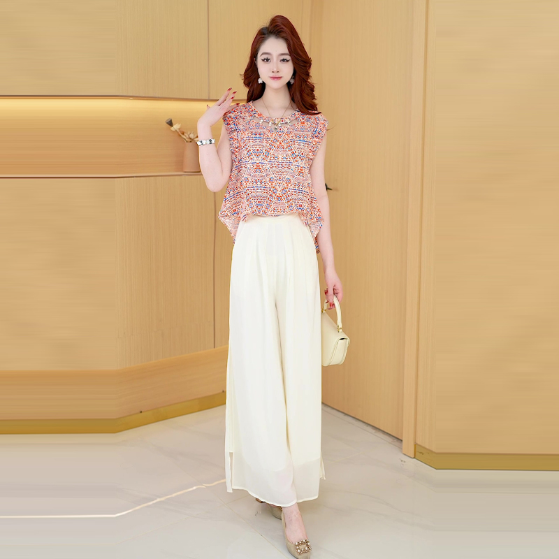 【两件套】夏季时尚女神修身洋气宽松气质休闲百搭显瘦减龄女装套裤