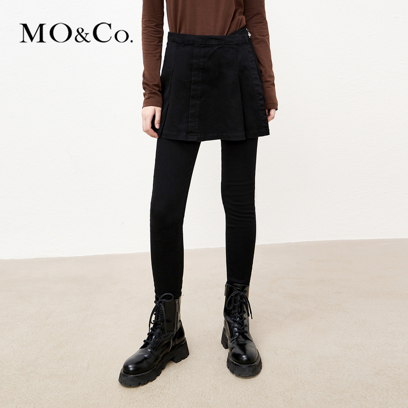 【达人专属】MOCO秋冬可拆卸裙帘高腰小脚裤牛仔裤裙裤MBB4JEN024