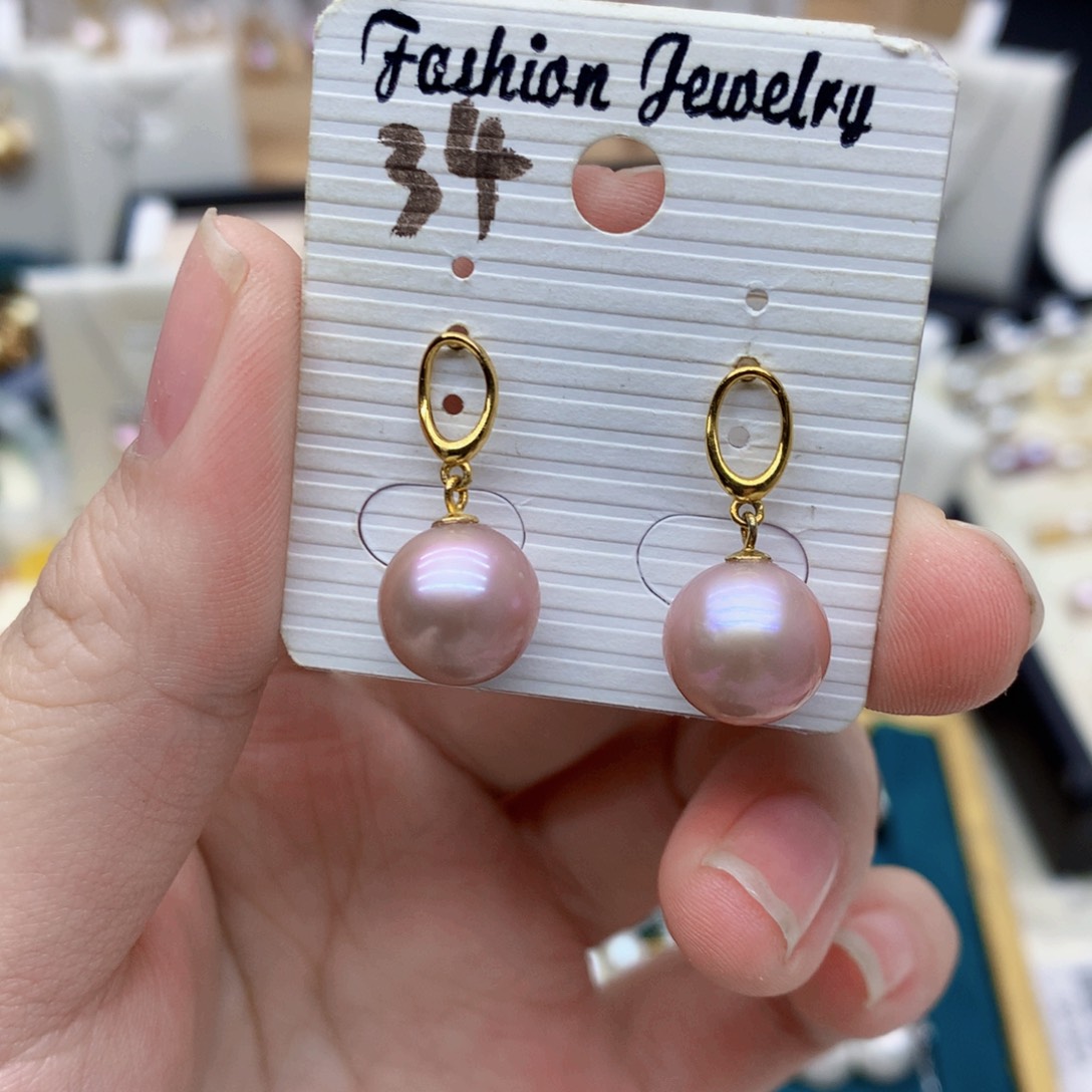 淡水珍珠耳饰银S925镶嵌