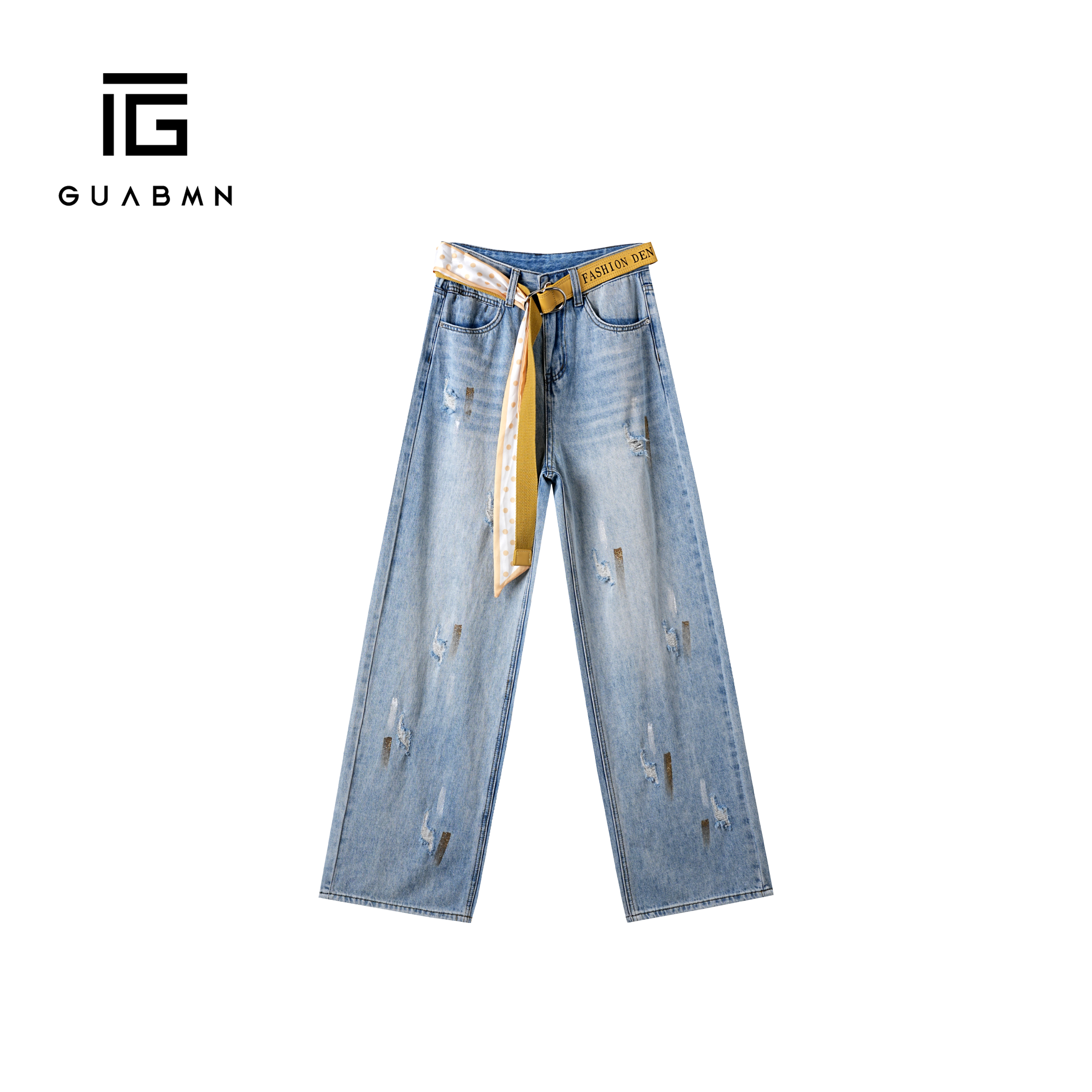GUABMN2025秋季新款复古小众直筒破洞美式高街牛仔裤夏穿5030