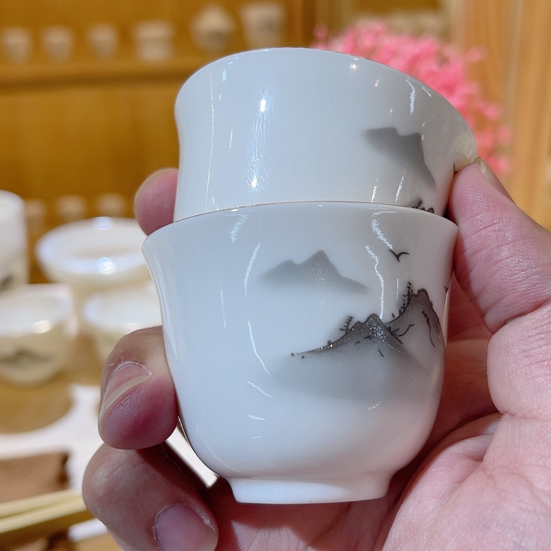 杯玄致羊脂玉瓷茶具套装