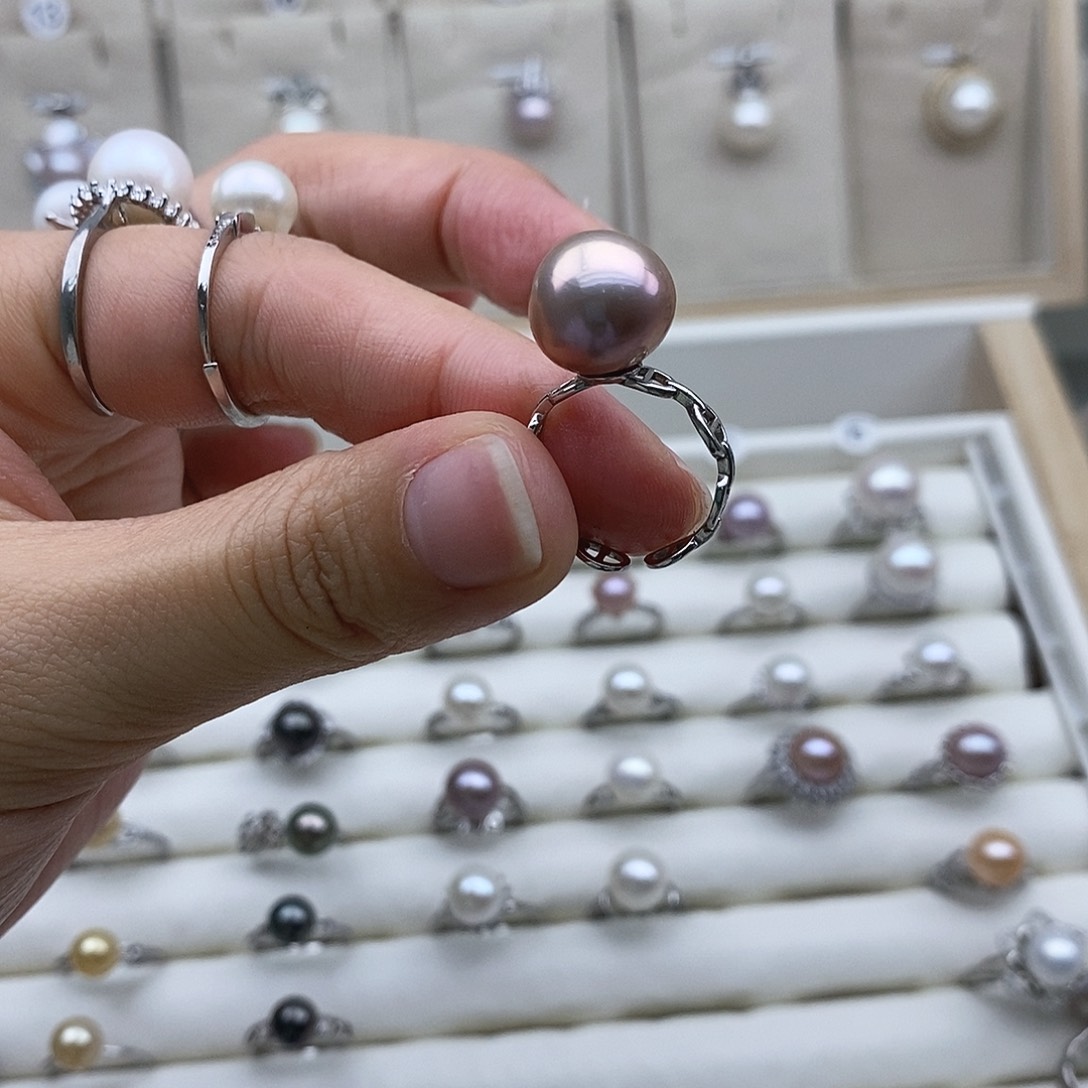 野***天戒指淡水珍珠未镶嵌拍2发1