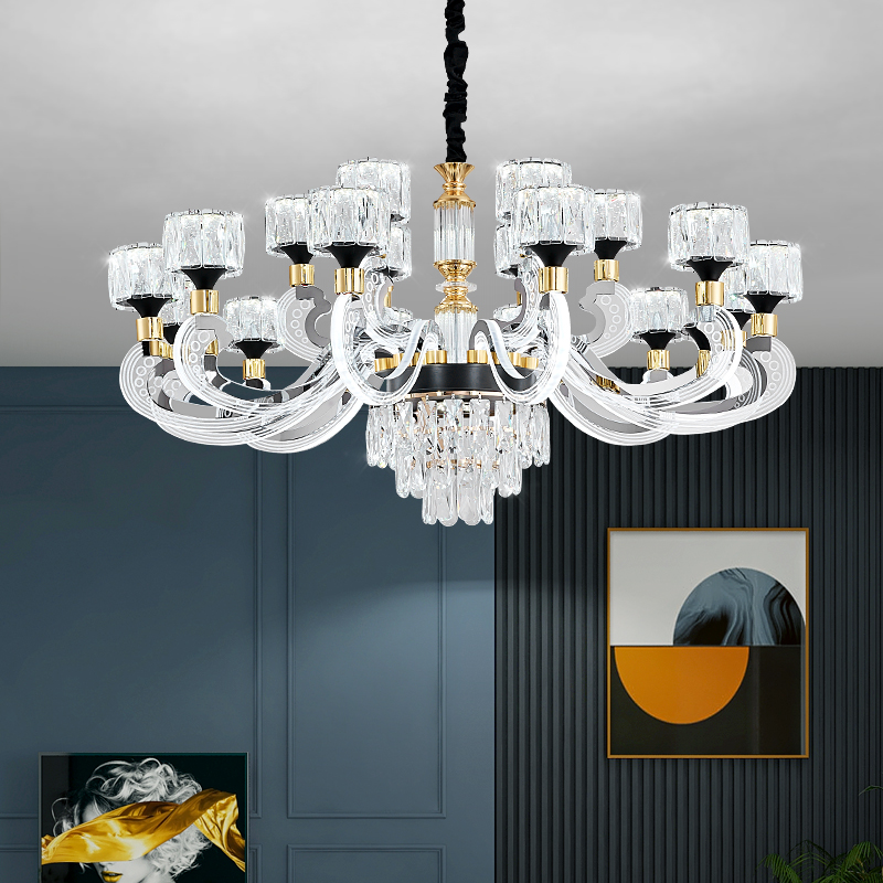 【奢颖琉光】水晶吊灯 简约轻奢客厅吊灯大气高档客厅餐厅中山灯具