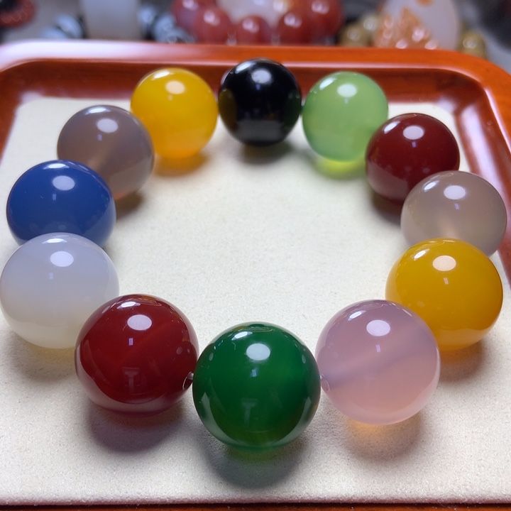 玛瑙/玉髓手串未镶嵌十色多宝