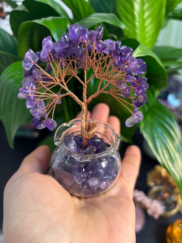 天然水晶招米树桌面摆件