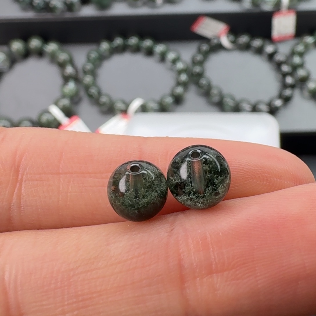 手链水晶未镶嵌天然绿幽灵聚宝盆7.7