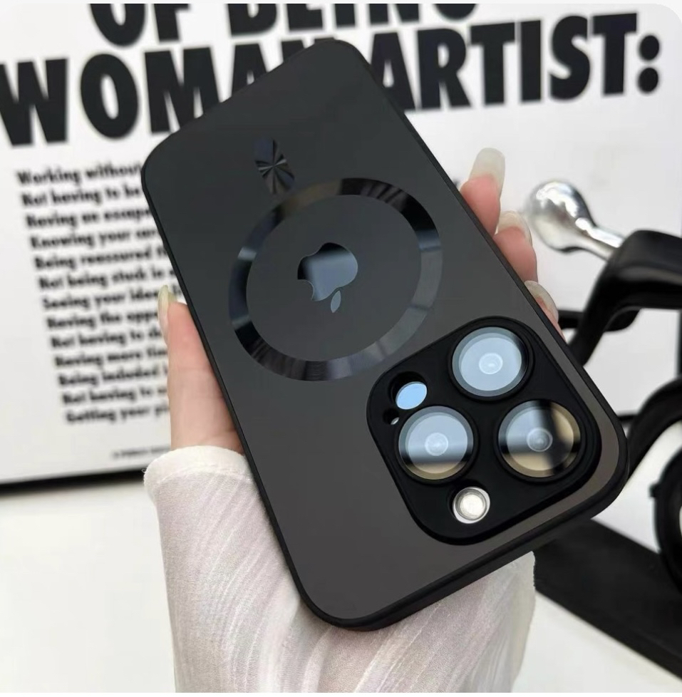 适用苹果12/13/14/15/16/17系列磁吸带镜头膜磨砂手机壳用品防摔