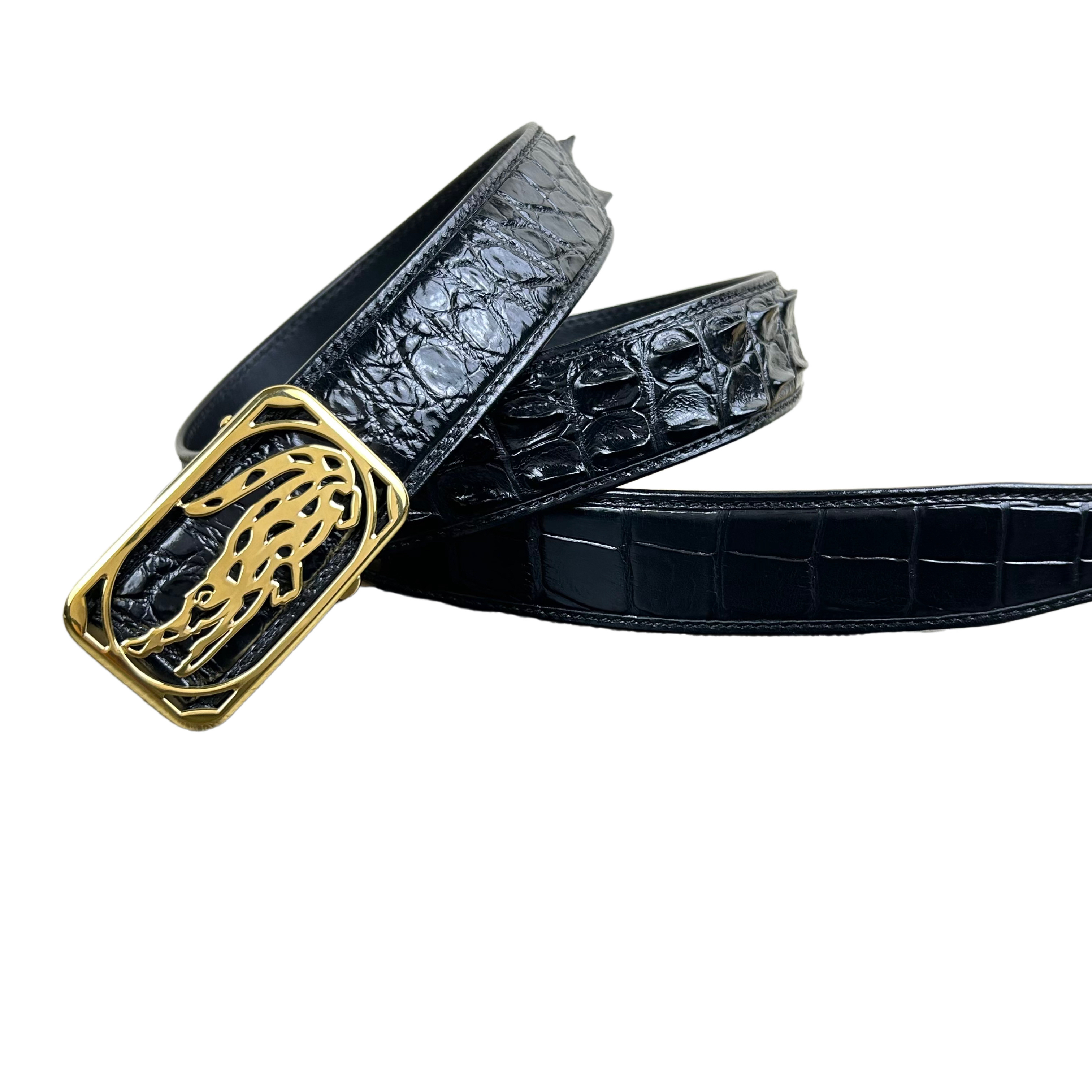 泰国裤腰带腰带真皮进口暹罗鳄鱼骨皮男士百搭3.5潮流自动扣皮带