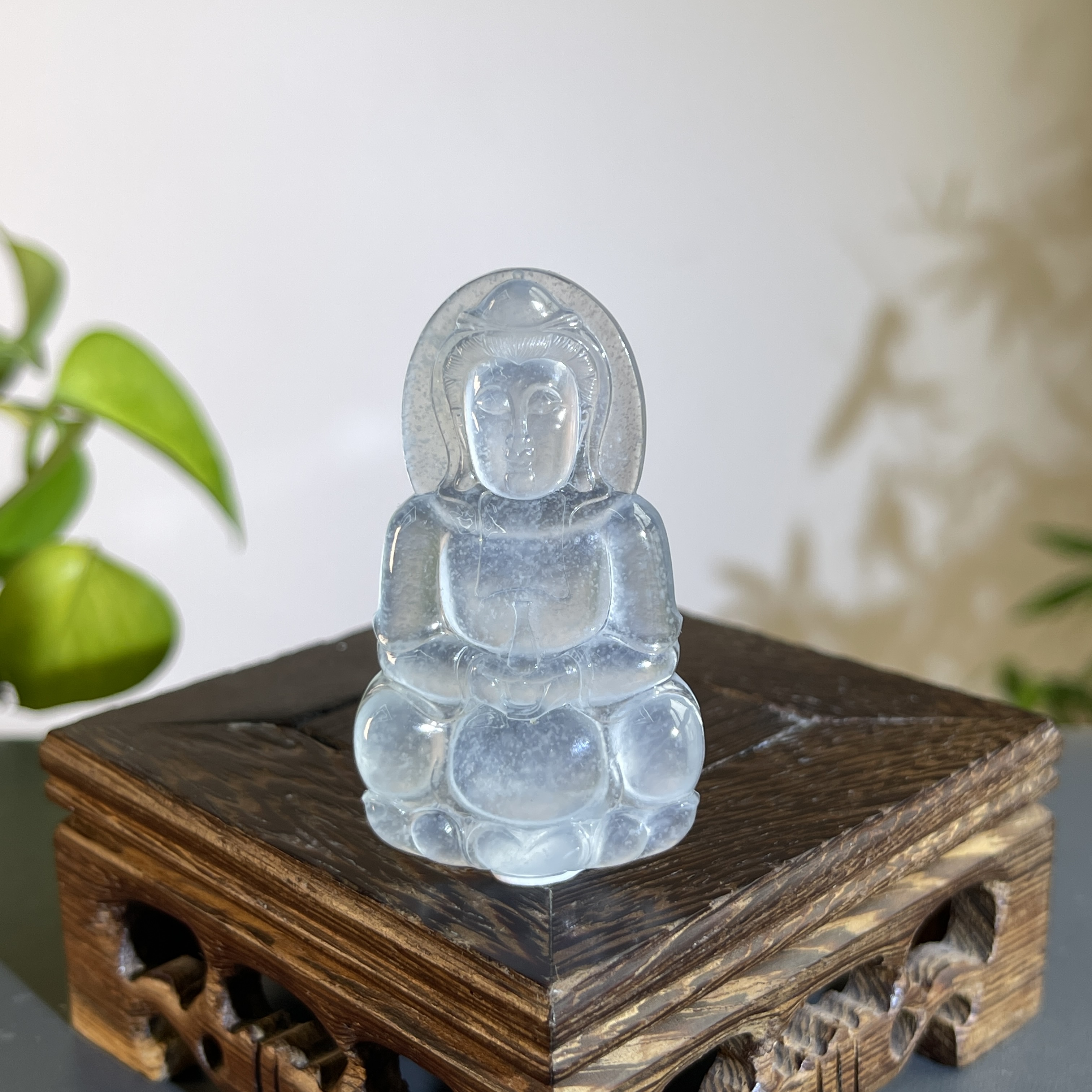 JTB18-158 天然缅甸A货翡翠  正装观音