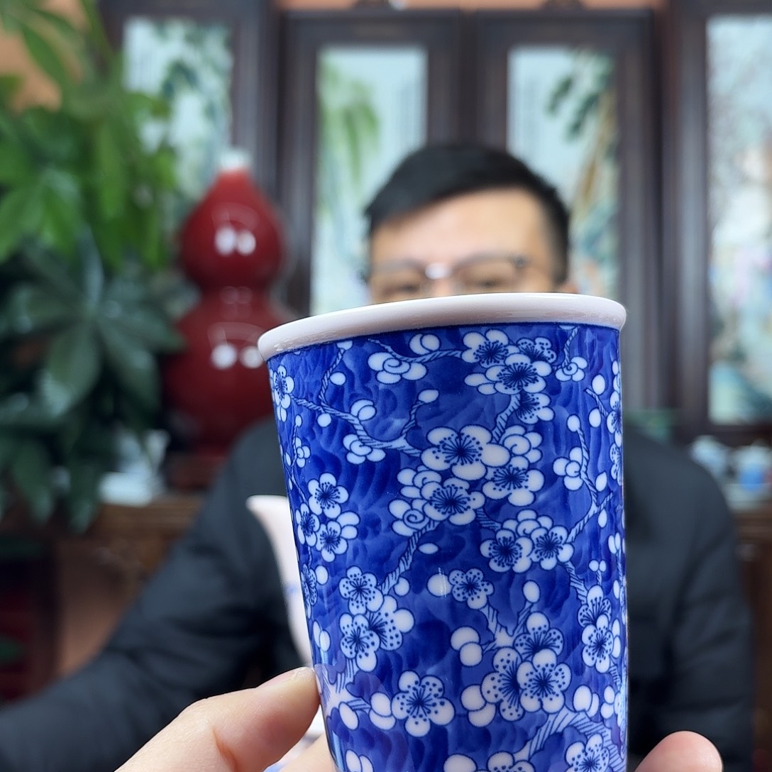 摆件陶景德镇陶瓷手工杯子上