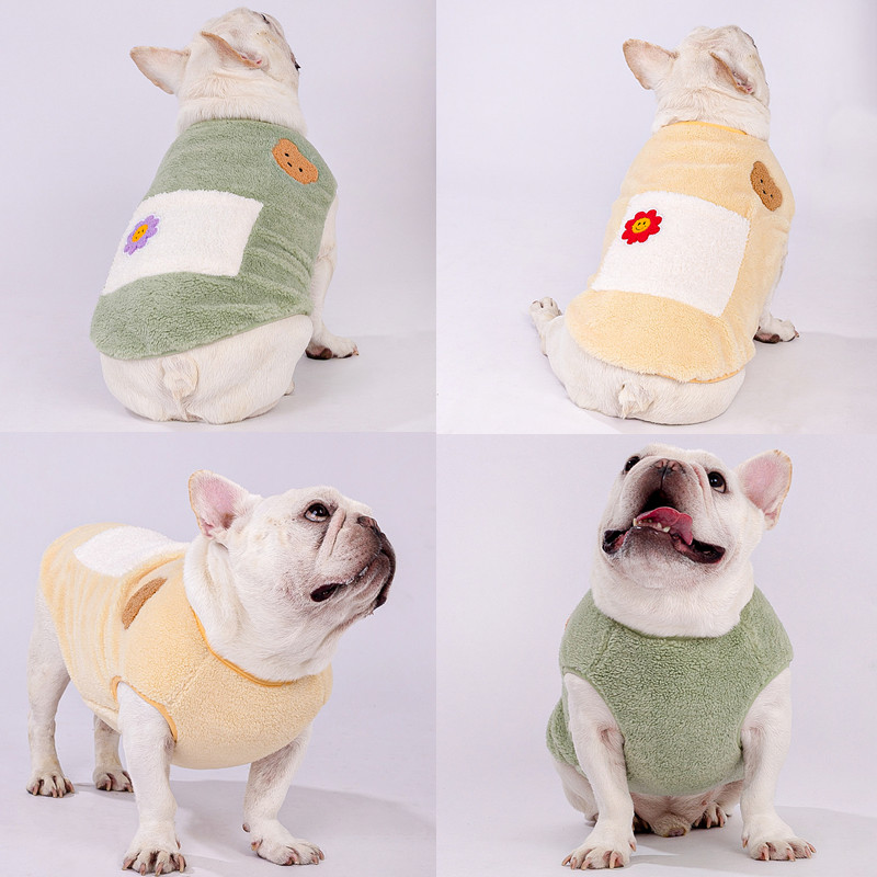 25狗狗衣服秋冬装加绒保暖法斗胖巴哥中型犬宠物可爱带口袋背心潮