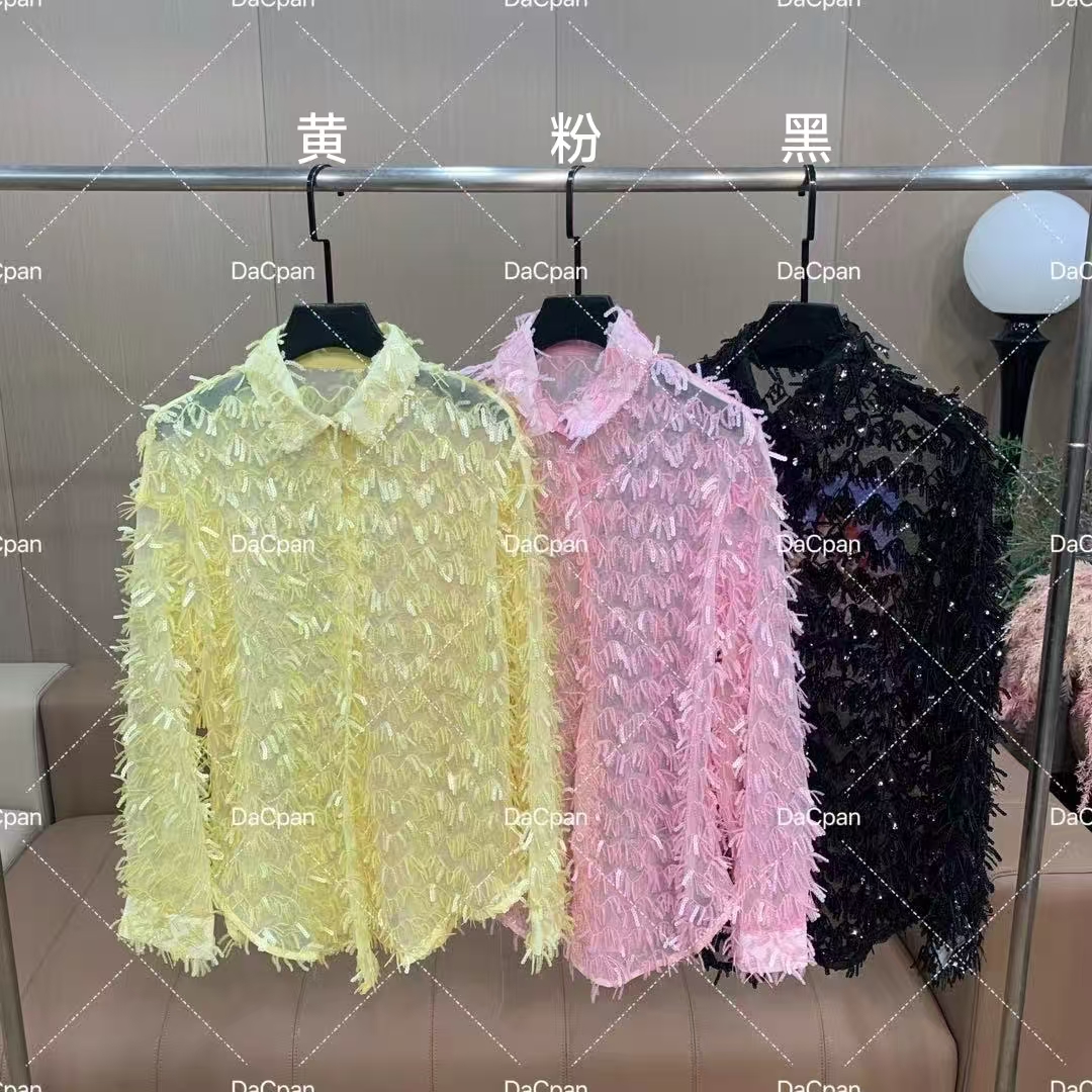 DACPAN-“奇想乌托邦”设计款流苏亮片衬衫 2025/盼·YP217