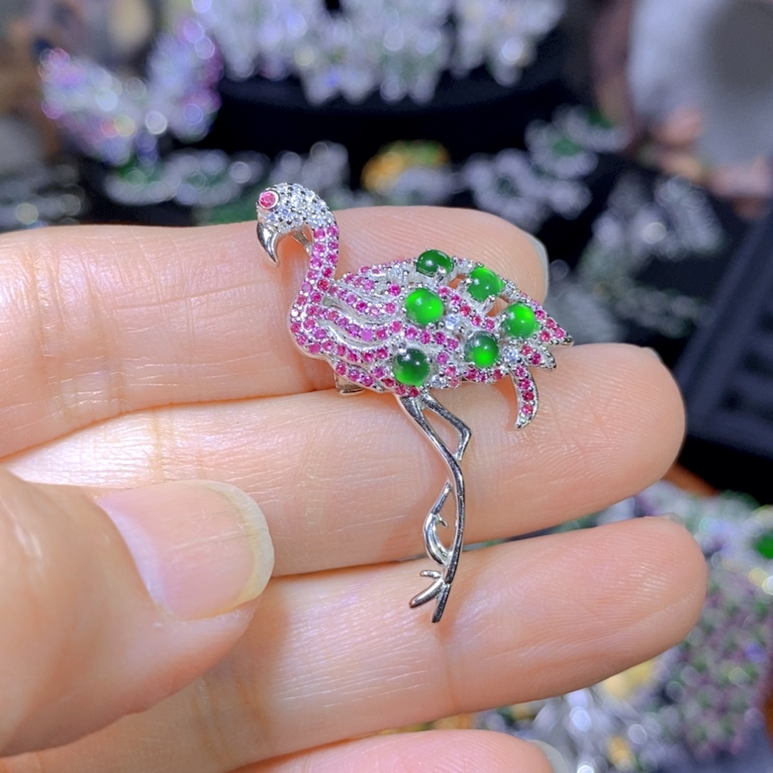 翡翠颈饰银S925镶嵌天然翡翠