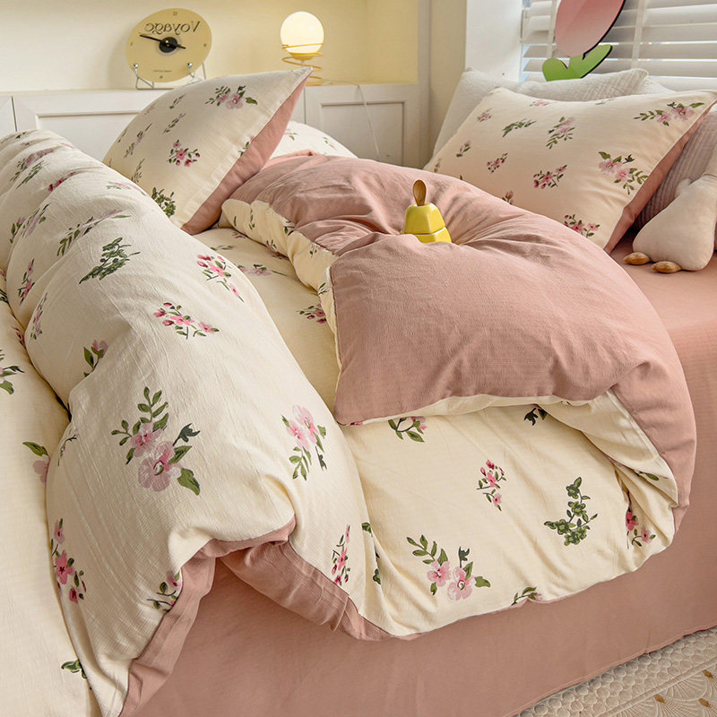 【新款云纱棉】有氧提花A类四件套加厚学生宿舍透气被套单人三件套