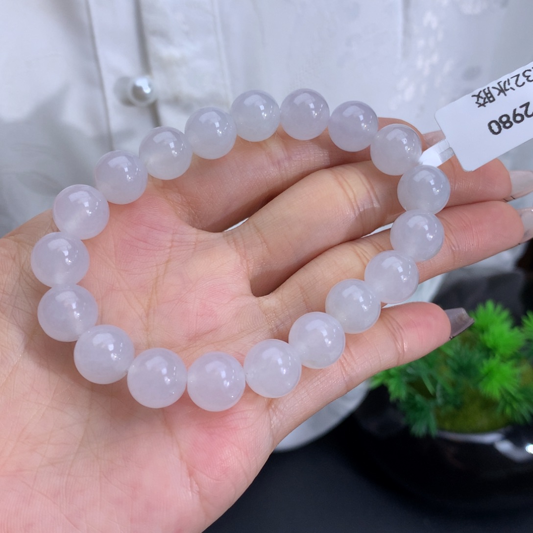 翡翠手链未镶嵌卡10冰胶白月光手串