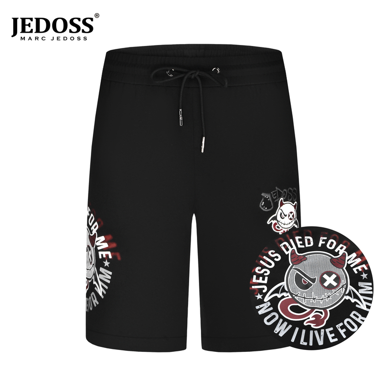 JEDOSS/爵迪斯2025夏季潮牌男装街头卡通涂鸦印花五分休闲裤860