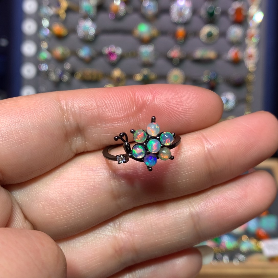 欧泊戒指款式银S925镶嵌