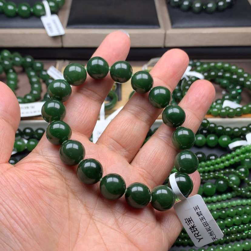 【闪购商品】未镶嵌手串和田玉（碧玉）輝**辰12m m