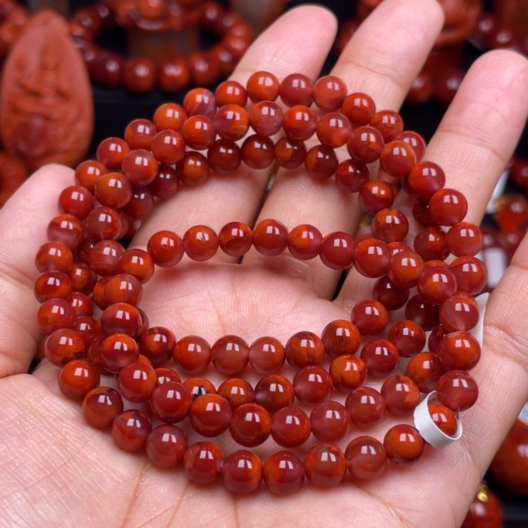 南红玛瑙珠宝奇石未镶嵌多圈6.5mm