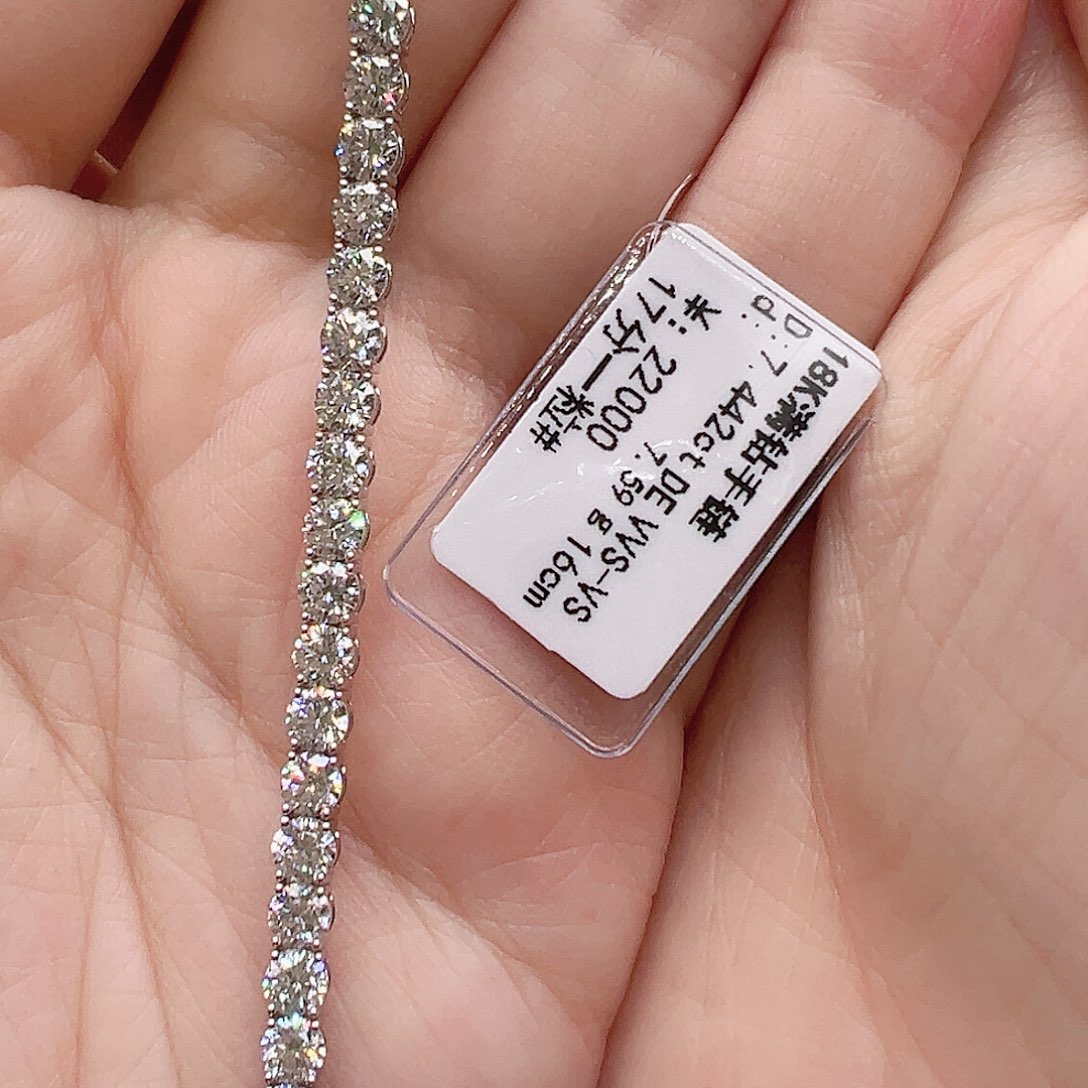 套链18K金镶嵌实验室培育钻石单颗17分，网球款手链