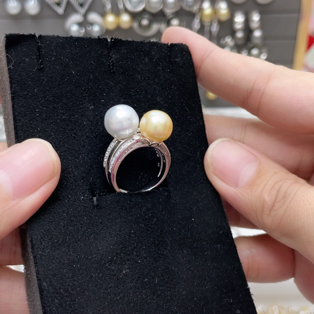 海水珍珠戒圈银S925镶嵌