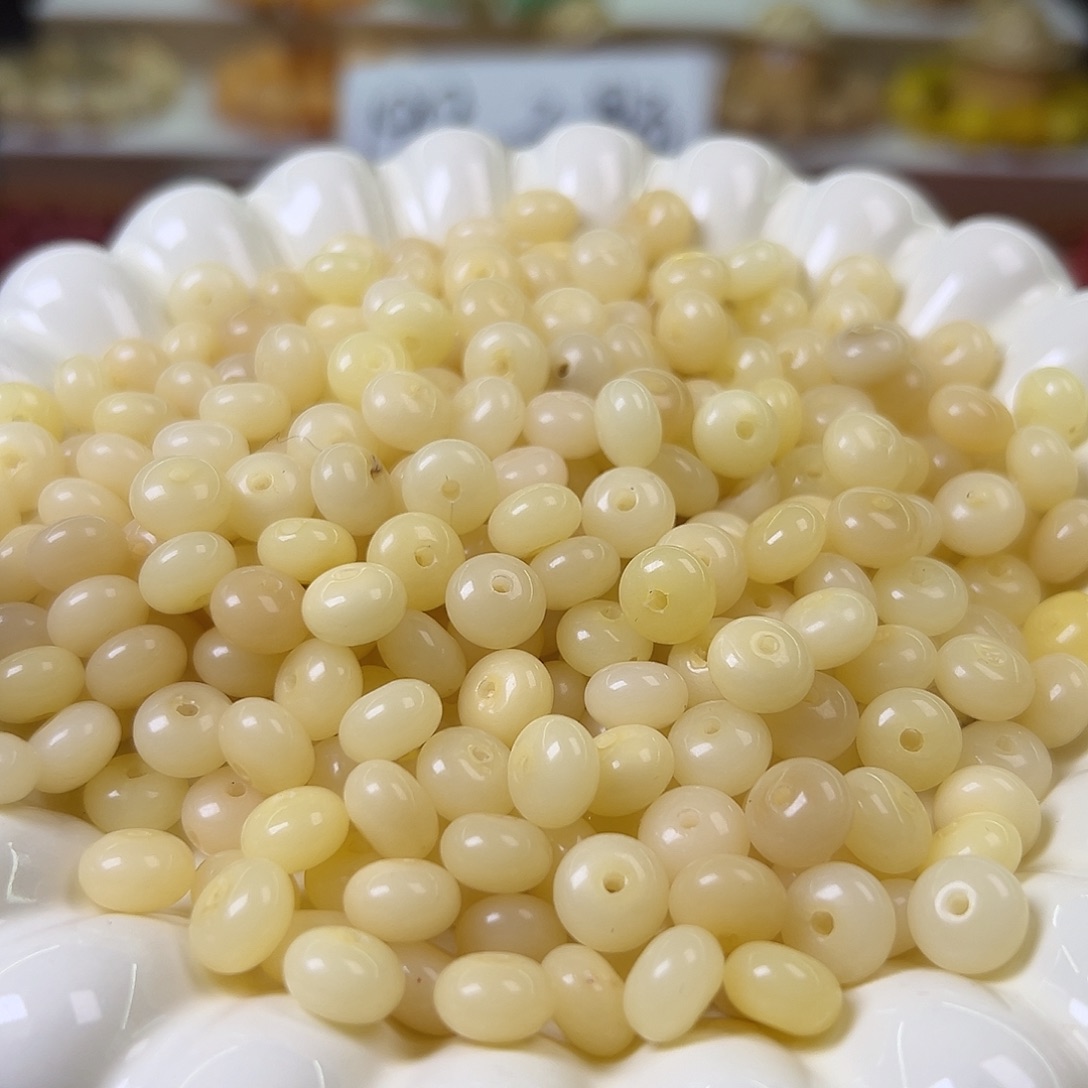 菩提根/象牙果手串微瑕卡9奶黄算盘200颗